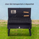 Gratar Portabil, Flippy, Pliabil, Tip Servieta, cu Accesorii pentru Gatit Incluse, Confectionat din Metal, 46x43x26 cm, Negru - imagine 6