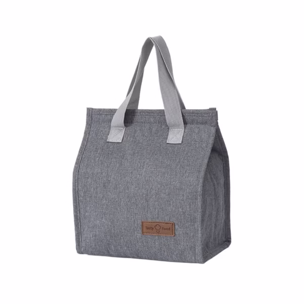 Geanta termoizolanta tip bento bag Flippy, camping cooler bag, Aluminiu, 22.5 x 13 cm, 3.3 L, gri - imagine 1