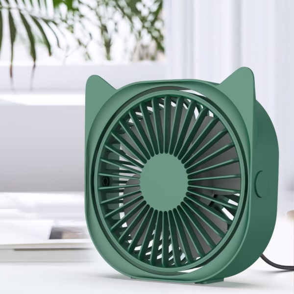 Mini ventilator pentru birou cu usb, Flippy, rotire 360 grade, 3 viteze, 13.5 x 12,8 cm, Verde - imagine 2