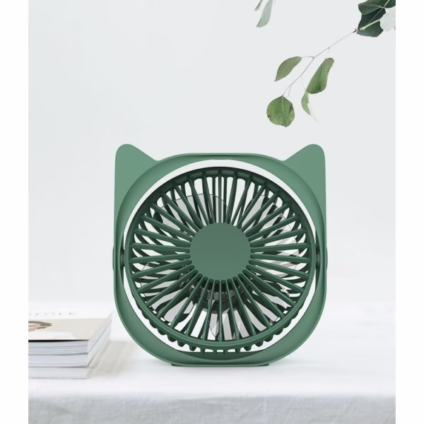Mini ventilator pentru birou cu usb, Flippy, rotire 360 grade, 3 viteze, 13.5 x 12,8 cm, Verde - imagine 3