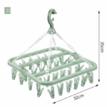 Uscator de rufe Flippy, 32 de cleme, Plastic, Pliabil, rotire 360 grade, 32x32 cm, Verde - imagine 2