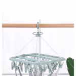 Uscator de rufe Flippy, 32 de cleme, Plastic, Pliabil, rotire 360 grade, 32x32 cm, Verde - imagine 5