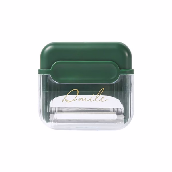 Decojitor/Curatator manual de legume si fructe, Flippy, portabil, cu magnet, doua lame, Inox, Verde, 6.7x6x1.6 cm - imagine 1