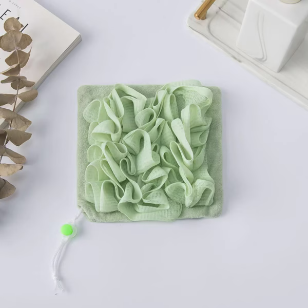 Prosop de Baie, Flippy, 2in1, cu Burete din Plasa, 17 x 17 cm, Verde - imagine 3