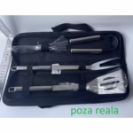 Set 3 Ustensile pentru Gratar, Flippy, din Otel Inoxidabil, Geanta Oxford, Argintiu - imagine 2