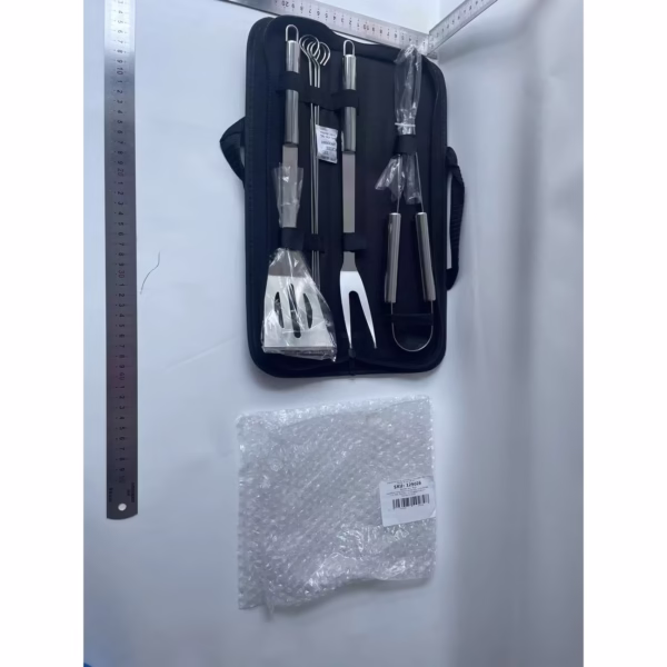 Set 7 Ustensile pentru Gratar, Flippy, din Otel Inoxidabil, Geanta Oxford, Argintiu - imagine 2