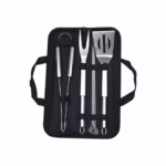 Set 7 Ustensile pentru Gratar, Flippy, din Otel Inoxidabil, Geanta Oxford, Argintiu
