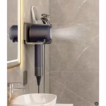 Suport de Baie, Flippy, pentru Uscator de Par, cu Organizator Dublu, din Plastic, Aplicare cu Suport Adeziv, 23 x 8.8 x 9.5 cm, Negru - imagine 5