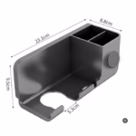 Suport de Baie, Flippy, pentru Uscator de Par, cu Organizator Dublu, din Plastic, Aplicare cu Suport Adeziv, 23 x 8.8 x 9.5 cm, Gri - imagine 2