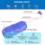 Bideu Portabil pentru Igiena Intima, Flippy, pentru Postpartum/ Postoperator, 450 mL, cu Capac si Husa Galbena, 29.5x7 cm, Culoare Recipient Mov - imagine 3
