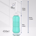 Bideu Portabil pentru Igiena Intima, Flippy, pentru Postpartum/ Postoperator, 450 mL, cu Capac si Husa Galbena, 29.5x7 cm, Culoare Recipient Verde - imagine 4