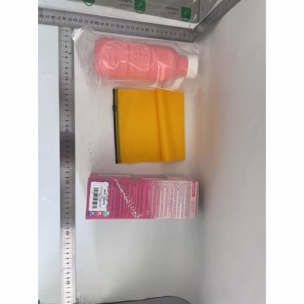 Bideu Portabil pentru Igiena Intima, Flippy, pentru Postpartum/ Postoperator, 450 mL, cu Capac si Husa Galbena, 29.5x7 cm, Culoare Recipient Roz - imagine 4
