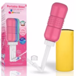 Bideu Portabil pentru Igiena Intima, Flippy, pentru Postpartum/ Postoperator, 450 mL, cu Capac si Husa Galbena, 29.5x7 cm, Culoare Recipient Roz - imagine 5