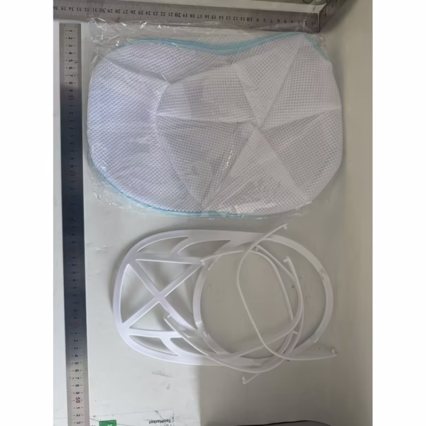 Husa de Spalare Sapca, Flippy, pentru Masina de Spalat, din Poliester, Circumferinta 53 cm, cu Fermoar, cu Suport Sapca, Alb/Albastru - imagine 2