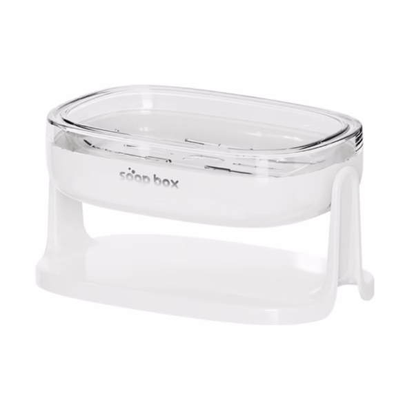 home-soap-dish-elegant-white-main-66236b018f278 Savoniera cu Suport 2 in 1, Flippy, Pentru Perete sau Blat, PET, Scurgere Optima, Alb - imagine 1
