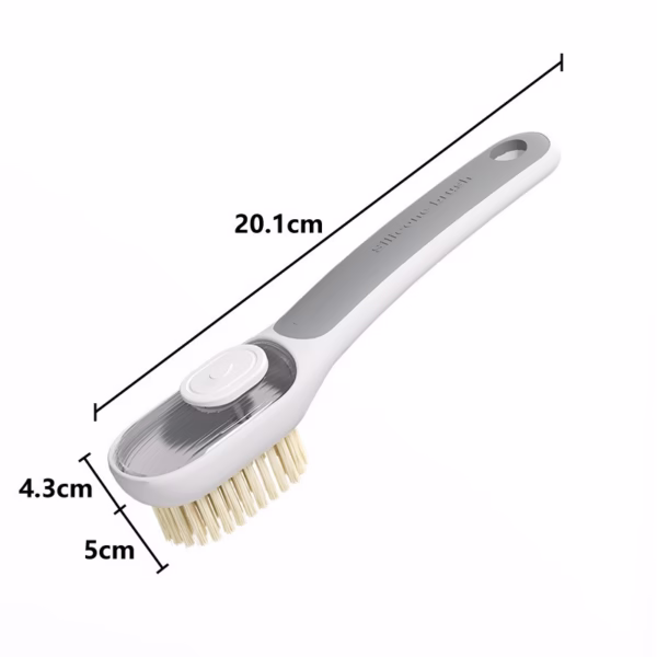 Perie Multifunctionala 2 in 1, Flippy, Perie Densa/Perie din Piele de Caprioara, cu Recipient Lichid, Maner Lung, 20.1x 4.3 x 5 cm, Gri - imagine 2