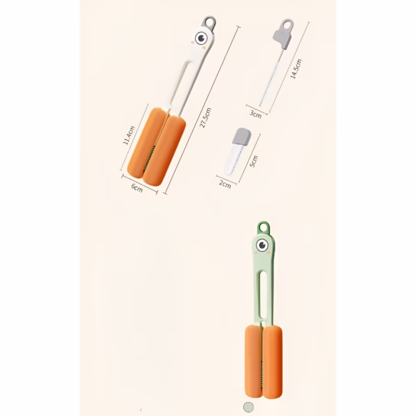 Perie de Curatat Pahare, Cani, Sticle, Flippy, cu Maner Lung si Burete, Accesorii pentru Spalarea Paielor si Capacelor, usor de Agatat, 27.5x11.4x6cm, Verde - imagine 5