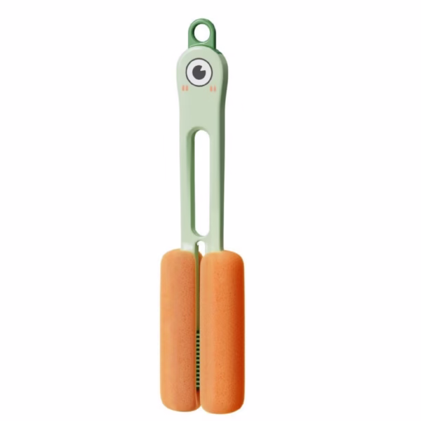 Perie de Curatat Pahare, Cani, Sticle, Flippy, cu Maner Lung si Burete, Accesorii pentru Spalarea Paielor si Capacelor, usor de Agatat, 27.5x11.4x6cm, Verde - imagine 1