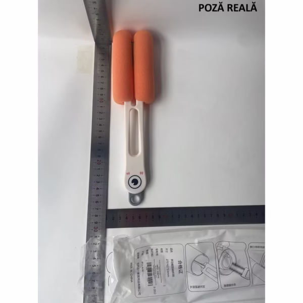 Perie de Curatat Pahare, Cani, Sticle, Flippy, cu Maner Lung si Burete, Accesorii pentru Spalarea Paielor si Capacelor, usor de Agatat, 27.5x11.4x6cm, Alb - imagine 2