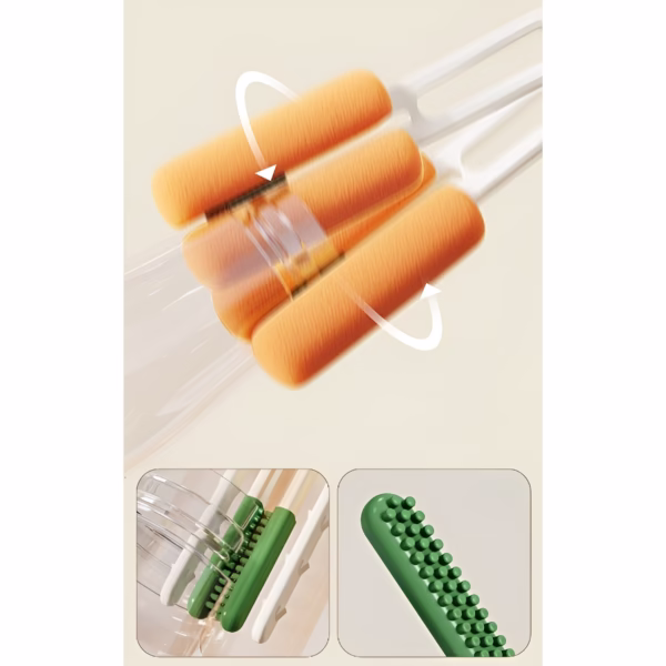 Perie de Curatat Pahare, Cani, Sticle, Flippy, cu Maner Lung si Burete, Accesorii pentru Spalarea Paielor si Capacelor, usor de Agatat, 27.5x11.4x6cm, Alb - imagine 3
