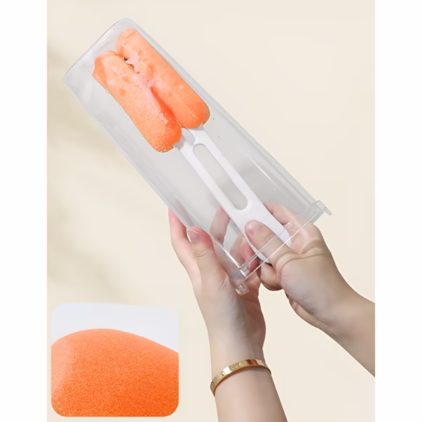 Perie de Curatat Pahare, Cani, Sticle, Flippy, cu Maner Lung si Burete, Accesorii pentru Spalarea Paielor si Capacelor, usor de Agatat, 27.5x11.4x6cm, Alb - imagine 4