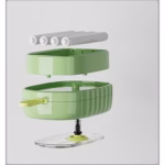 Perie de Spalat Haine, Flippy, cu Dispenser pentru Detergent, 4 Perii de Curatare, din ABS + PS, Verde - imagine 4