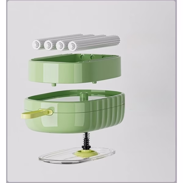 Perie de Spalat Haine, Flippy, cu Dispenser pentru Detergent, 4 Perii de Curatare, din ABS + PS, Verde - imagine 4