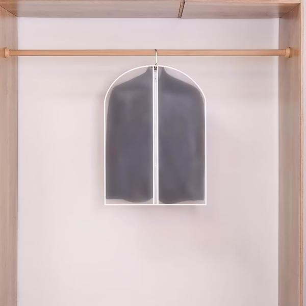 Set 5 Huse de Depozitare cu Fermoar, Flippy, pentru Haine, de Protectie, pentru Voiaj, Netesut, Rezistent la Praf, 60x80 cm, Transparent-Alb - imagine 4