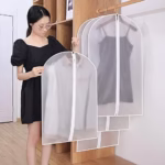 Set 5 Huse de Depozitare cu Fermoar, Flippy, pentru Haine, de Protectie, pentru Voiaj, Netesut, Rezistent la Praf, 60x80 cm, Transparent-Alb - imagine 5