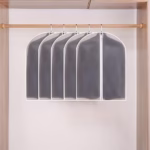 Set 5 Huse de Depozitare cu Fermoar, Flippy, pentru Haine, de Protectie, pentru Voiaj, Netesut, Rezistent la Praf, 60x80 cm, Transparent-Alb - imagine 6