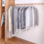 Set 5 Huse de Depozitare cu Fermoar, Flippy, pentru Haine, de Protectie, pentru Voiaj, Netesut, Rezistent la Praf, 60x120 cm, Transparent-Alb - imagine 3