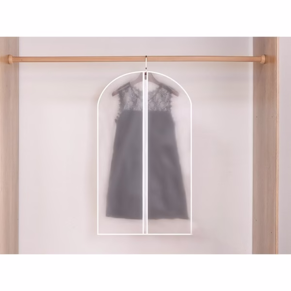 Set 5 Huse de Depozitare cu Fermoar, Flippy, pentru Haine, de Protectie, pentru Voiaj, Netesut, Rezistent la Praf, 60x100 cm, Transparent-Alb - imagine 6