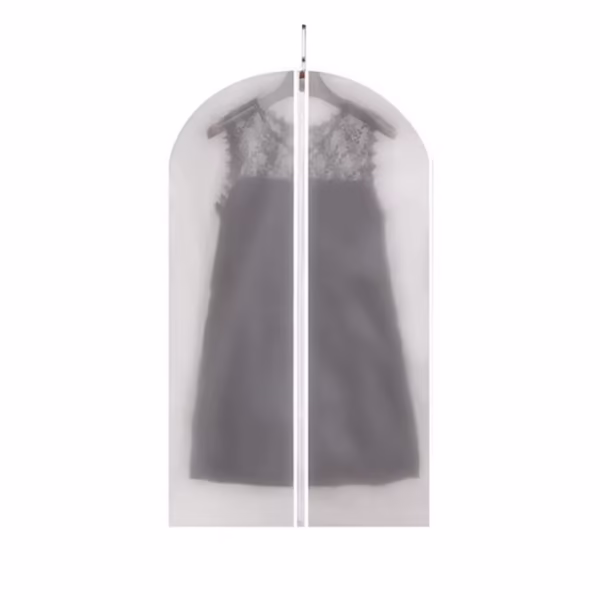 Set 5 Huse de Depozitare cu Fermoar, Flippy, pentru Haine, de Protectie, pentru Voiaj, Netesut, Rezistent la Praf, 60x100 cm, Transparent-Alb - imagine 1