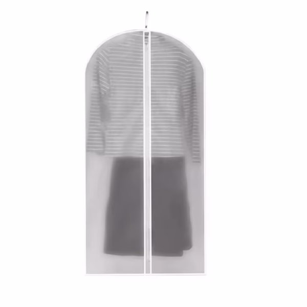 Set 5 Huse de Depozitare cu Fermoar, Flippy, pentru Haine, de Protectie, pentru Voiaj, Netesut, Rezistent la Praf, 60x120 cm, Transparent-Alb - imagine 1