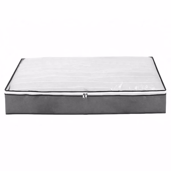 Husa de Depozitare, Flippy, Intrebuintare Multipla, Pliabila, cu Fermoar Bidirectional si Fereastra Deasupra Transparenta, Manere Laterale, Lavabila, 100x50x15 cm, Gri - imagine 4