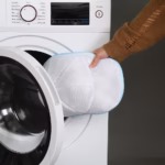 Husa de Spalare Sapca, Flippy, pentru Masina de Spalat, din Poliester, Circumferinta 53 cm, cu Fermoar, Alb/Albastru - imagine 3
