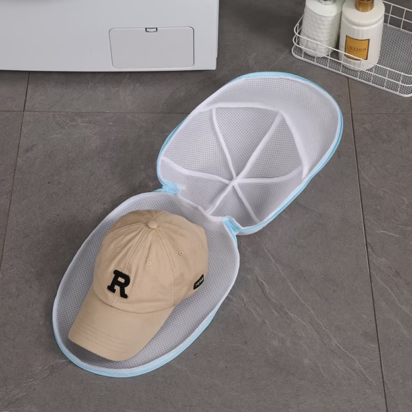 Husa de Spalare Sapca, Flippy, pentru Masina de Spalat, din Poliester, Circumferinta 53 cm, cu Fermoar, Alb/Albastru - imagine 4
