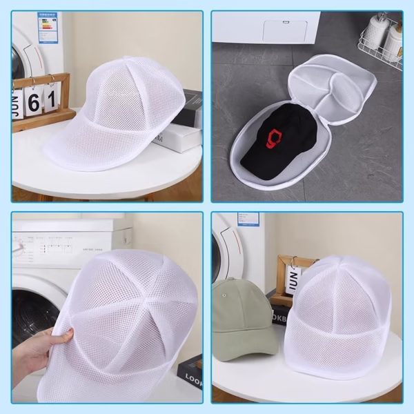 Husa de Spalare Sapca, Flippy, pentru Masina de Spalat, din Poliester, Circumferinta 53 cm, cu Fermoar, cu Suport Sapca, Alb - imagine 6