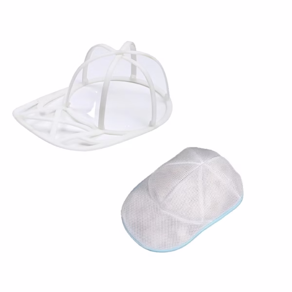Husa de Spalare Sapca, Flippy, pentru Masina de Spalat, din Poliester, Circumferinta 53 cm, cu Fermoar, cu Suport Sapca, Alb/Albastru - imagine 1