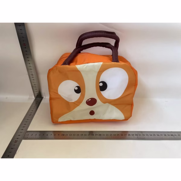 Geantă Frigorifică, Flippy, cu Desene Animat, Portabilă pentru Copii, de Prânz, din Pânză Oxford, 22x14x19 cm, Model Catelus, Maro - imagine 2