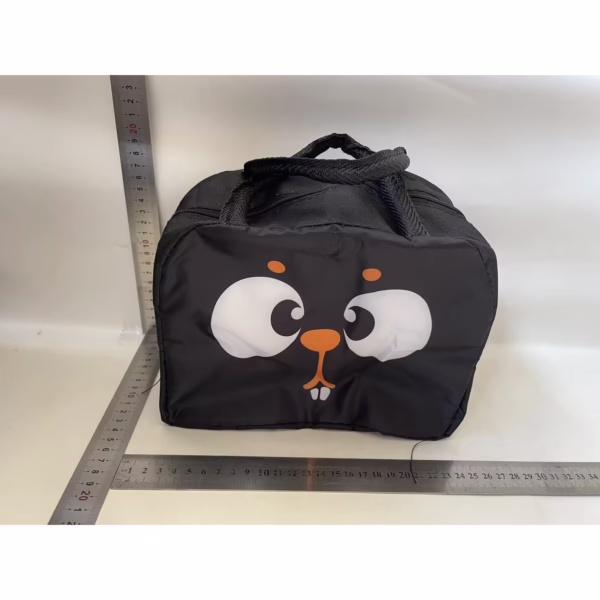 Geantă Frigorifică, Flippy, cu Desene Animat, Portabilă pentru Copii, de Prânz, din Pânză Oxford, 22x14x19 cm, Model Veverita, Negru - imagine 2
