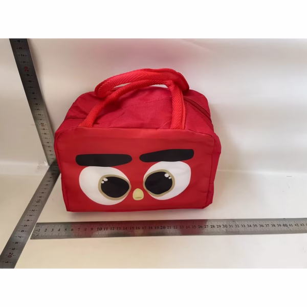 Geantă Frigorifică, Flippy, cu Desene Animat, Portabilă pentru Copii, de Prânz, din Pânză Oxford, 22x14x19 cm, Model Pasare, Rosu - imagine 2