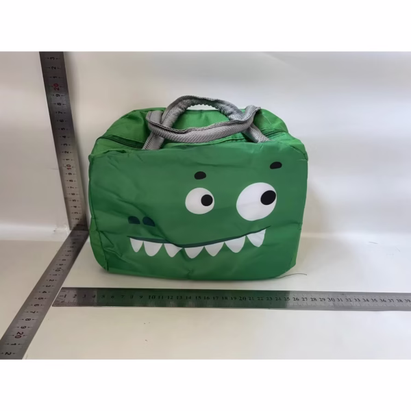 Geantă Frigorifică, Flippy, cu Desene Animat, Portabilă pentru Copii, de Prânz, din Pânză Oxford, 22x14x19 cm, Model Crocodil, Verde - imagine 2