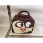 Geantă Frigorifică, Flippy, cu Desene Animat, Portabilă pentru Copii, de Prânz, din Pânză Oxford, 22x14x19 cm, Model Porc, Maro - imagine 2