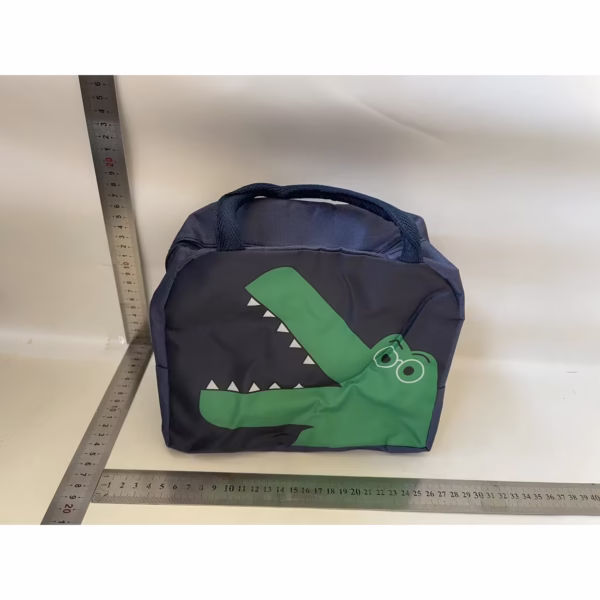 Geantă Frigorifică, Flippy, cu Desene Animat, Portabilă pentru Copii, de Prânz, din Pânză Oxford, 22x14x19 cm, Model Dinozaur, Albastru - imagine 2