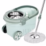 Set mop rotativ cu galeata Flippy, material plastic si microfibra, o rezerva inclusa, rezistent, cu dop scurgere, vas detasabil, orificiu pentru solutie, pentru interior, capacitate 8 l, verde