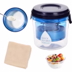 Kit Presa Pentru Branza, Flippy, Filtru de Iaurt, Strecuratoare de Iaurt Grecesc, Filtru de Lapte, 15x14x15 cm, Albastru - imagine 5