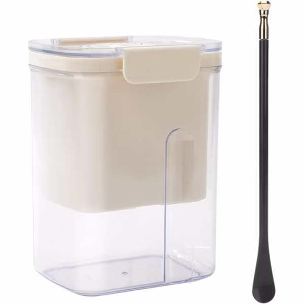 Kit Presa Pentru Branza, Flippy, Filtru de Iaurt, Strecuratoare de Iaurt Grecesc, Filtru de lapte, 18x9.7x13 cm, Lingura Neagra 20x1.6 cm, Alb - imagine 3