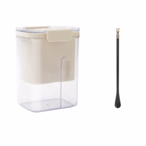 Kit Presa Pentru Branza, Flippy, Filtru de Iaurt, Strecuratoare de Iaurt Grecesc, Filtru de lapte, 18x9.7x13 cm, Lingura Neagra 20x1.6 cm, Alb