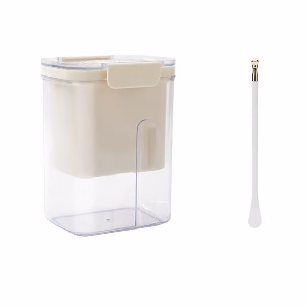 Kit Presa Pentru Branza, Flippy, Filtru de Iaurt, Strecuratoare de Iaurt Grecesc, Filtru de lapte, 18x9.7x13 cm, Lingura Alba 20x1.6 cm, Alb - imagine 1
